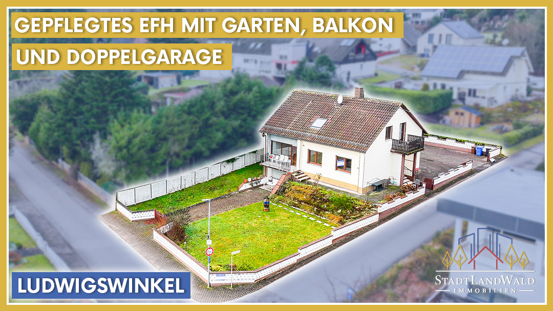 Einfamilienhaus in Ludwigswinkel mit Garten, zwei Balkonen und Doppelgarage in ruhiger Waldrandlage.